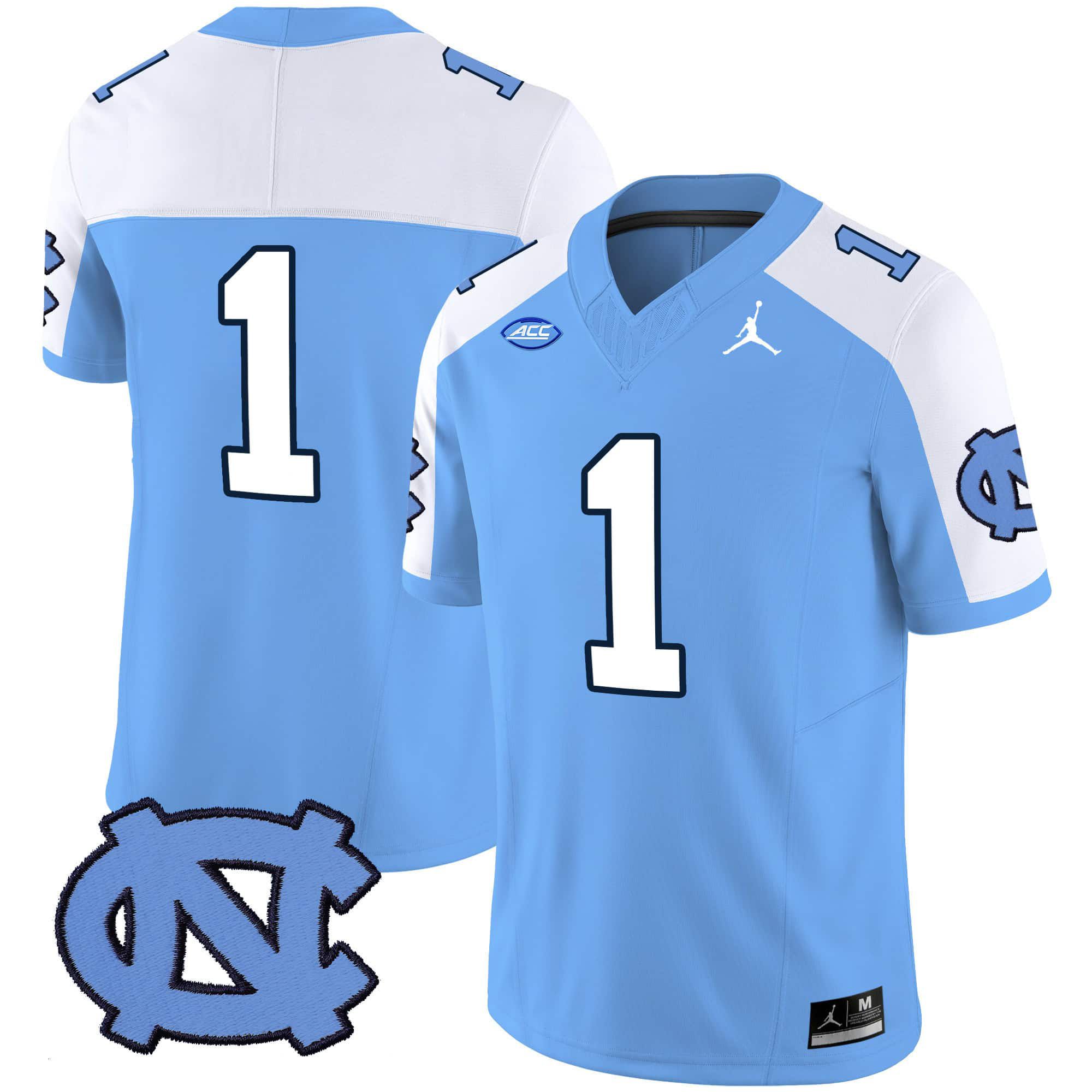 Men North Carolina Tar Heels #1 No Name Light Blue 2024 Vapor Limited NCAA Jersey->indianapolis colts->NFL Jersey